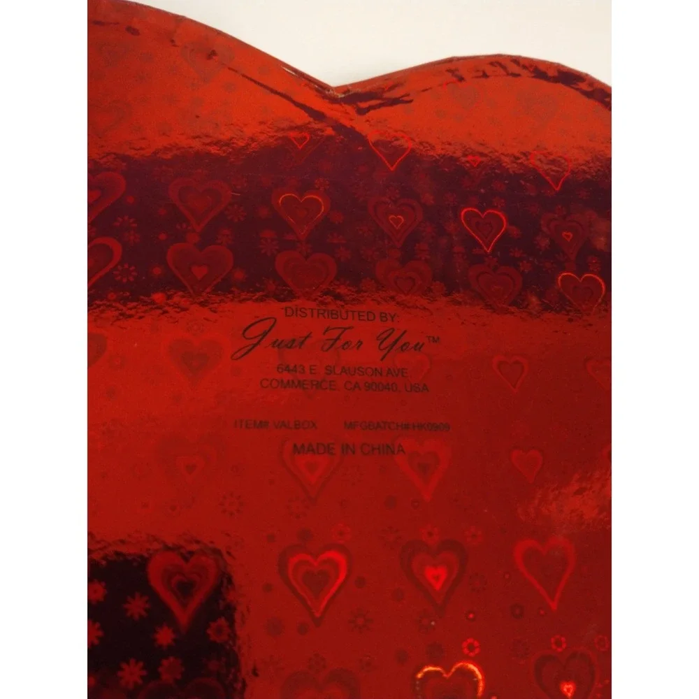 Just For You Glossy Red Heart Gift Box Reflective Wedding Favor Bouquet Romance
